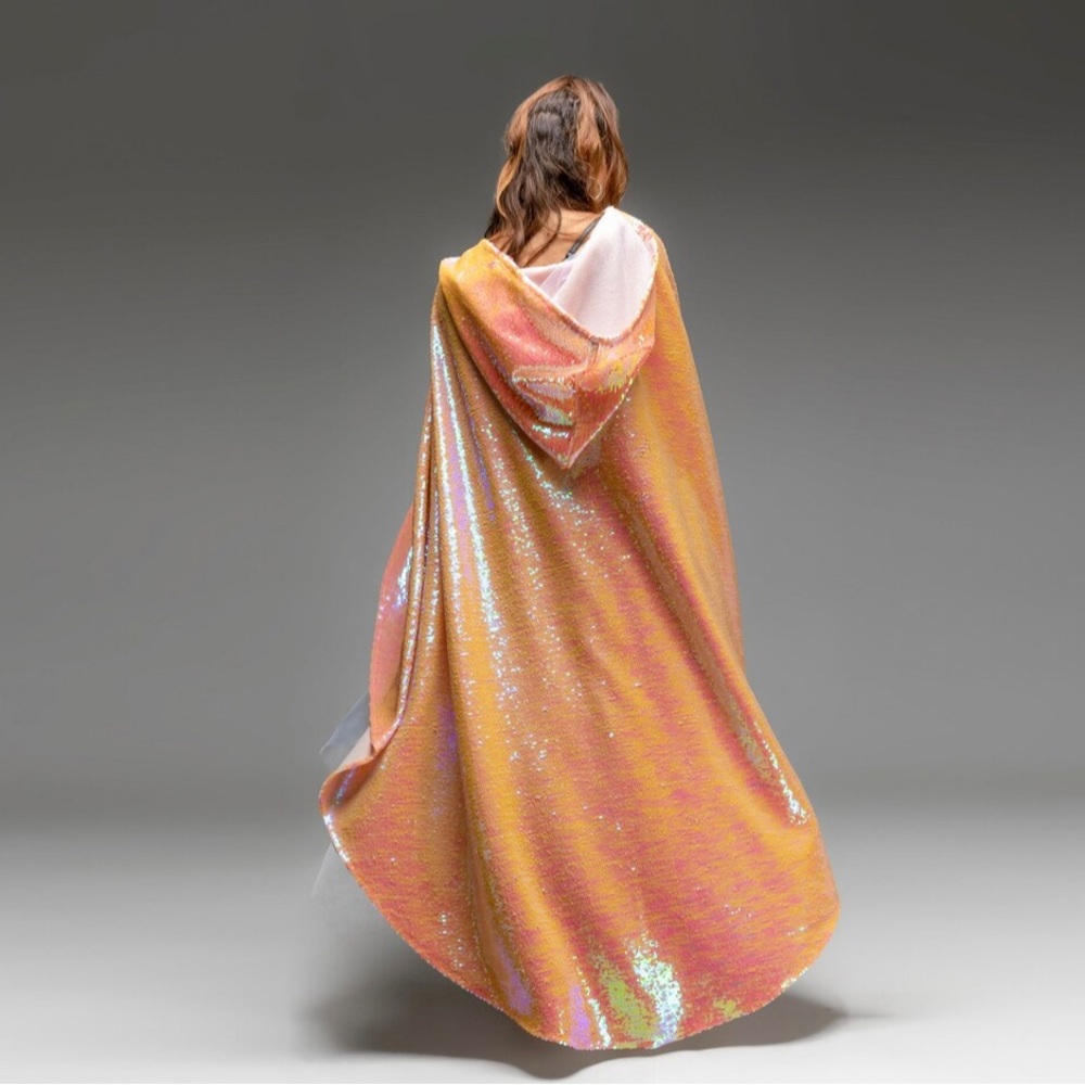 Sequin Cape, Holographic Music Festival Coat, Mermaid Costume, Rave Outfit